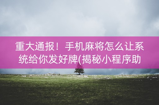 重大通报！手机麻将怎么让系统给你发好牌(揭秘小程序助赢神器购买)