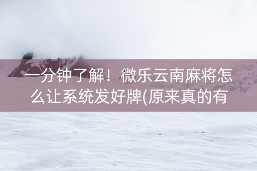 一分钟了解！微乐云南麻将怎么让系统发好牌(原来真的有挂呢)