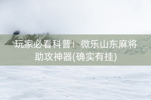 玩家必看科普！微乐山东麻将助攻神器(确实有挂)