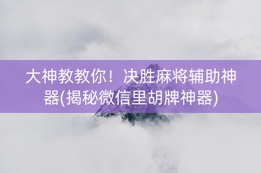 大神教教你！决胜麻将辅助神器(揭秘微信里胡牌神器)