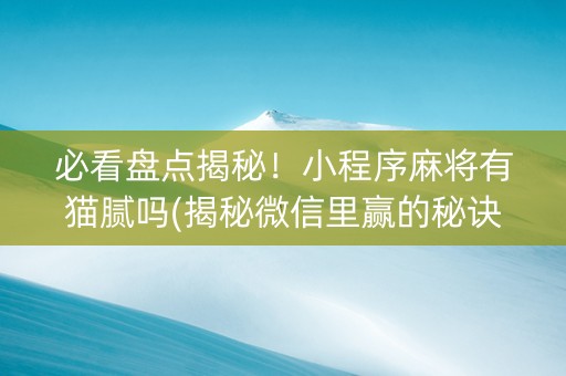 必看盘点揭秘！小程序麻将有猫腻吗(揭秘微信里赢的秘诀)