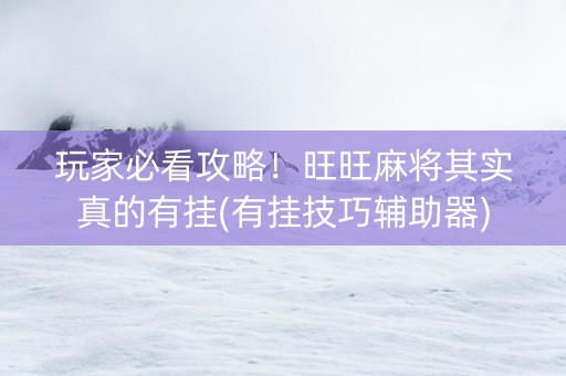 玩家必看攻略！旺旺麻将其实真的有挂(有挂技巧辅助器)