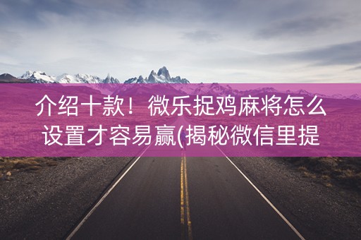 介绍十款！微乐捉鸡麻将怎么设置才容易赢(揭秘微信里提高赢的概率)