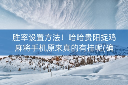 胜率设置方法！哈哈贵阳捉鸡麻将手机原来真的有挂呢(确定是有挂)