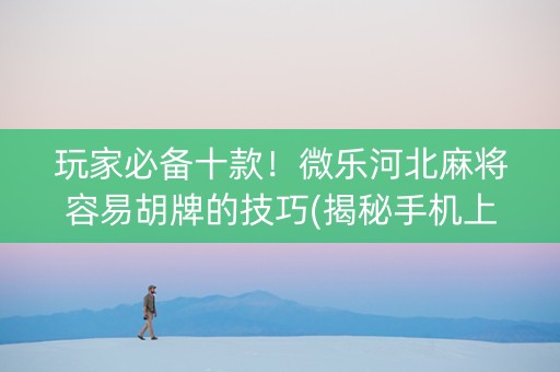 玩家必备十款！微乐河北麻将容易胡牌的技巧(揭秘手机上赢的秘诀)