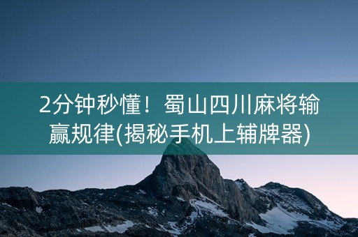 2分钟秒懂！蜀山四川麻将输赢规律(揭秘手机上辅牌器)