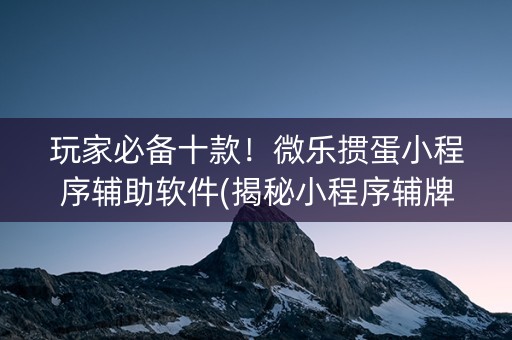 玩家必备十款！微乐掼蛋小程序辅助软件(揭秘小程序辅牌器)