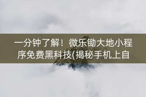 一分钟了解！微乐锄大地小程序免费黑科技(揭秘手机上自建房怎么赢)