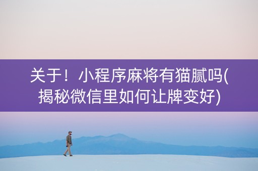 关于！小程序麻将有猫腻吗(揭秘微信里如何让牌变好)
