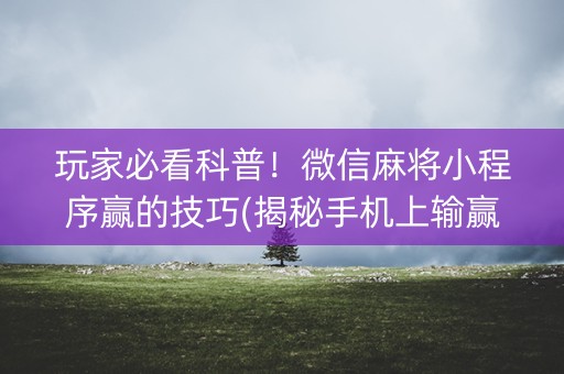 玩家必看科普！微信麻将小程序赢的技巧(揭秘手机上输赢技巧)