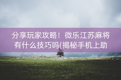 分享玩家攻略！微乐江苏麻将有什么技巧吗(揭秘手机上助赢神器购买)