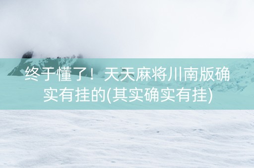 终于懂了！天天麻将川南版确实有挂的(其实确实有挂)