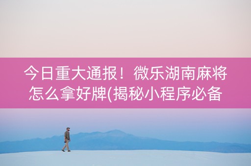 今日重大通报！微乐湖南麻将怎么拿好牌(揭秘小程序必备神器)