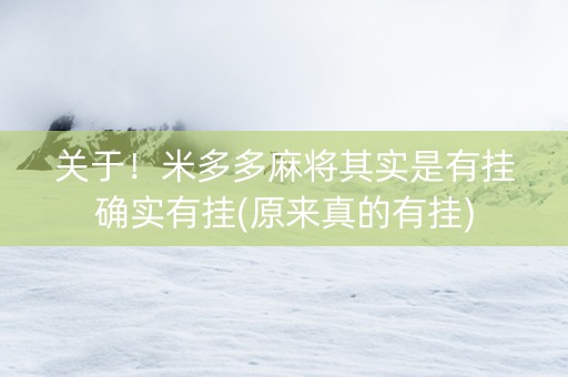 关于！米多多麻将其实是有挂确实有挂(原来真的有挂)