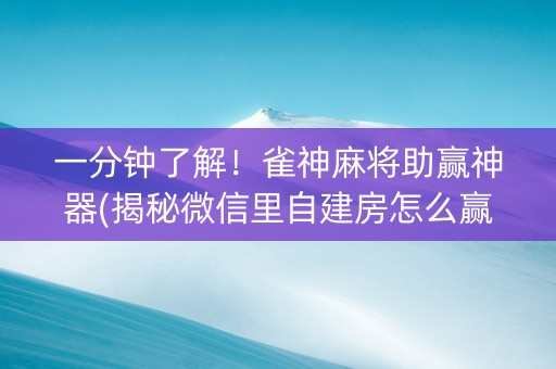 一分钟了解！雀神麻将助赢神器(揭秘微信里自建房怎么赢)
