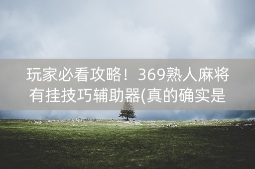 玩家必看攻略！369熟人麻将有挂技巧辅助器(真的确实是有挂)