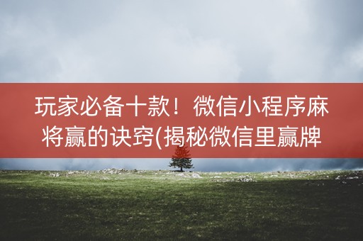 玩家必备十款！微信小程序麻将赢的诀窍(揭秘微信里赢牌的技巧)