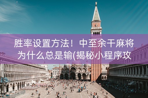 胜率设置方法！中至余干麻将为什么总是输(揭秘小程序攻略插件)