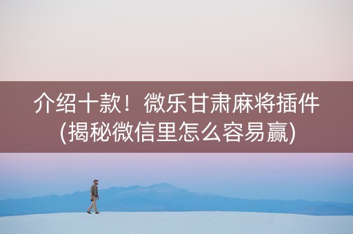 介绍十款！微乐甘肃麻将插件(揭秘微信里怎么容易赢)