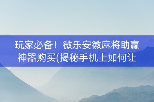 玩家必备！微乐安徽麻将助赢神器购买(揭秘手机上如何让牌变好)