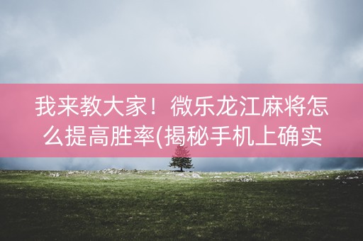 我来教大家！微乐龙江麻将怎么提高胜率(揭秘手机上确实有猫腻)