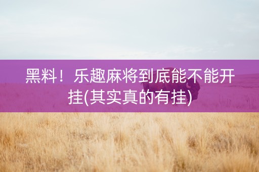 黑料！乐趣麻将到底能不能开挂(其实真的有挂)