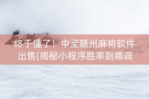 终于懂了！中至赣州麻将软件出售(揭秘小程序胜率到哪调)