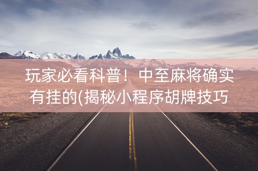 玩家必看科普！中至麻将确实有挂的(揭秘小程序胡牌技巧)
