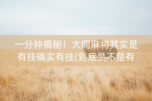 一分钟揭秘！大同麻将其实是有挂确实有挂(到底是不是有挂)