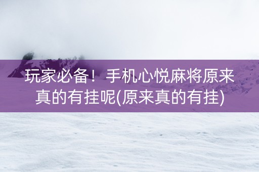 玩家必备！手机心悦麻将原来真的有挂呢(原来真的有挂)