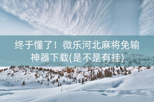 终于懂了！微乐河北麻将免输神器下载(是不是有挂)