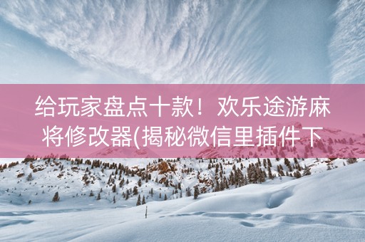 给玩家盘点十款！欢乐途游麻将修改器(揭秘微信里插件下载)