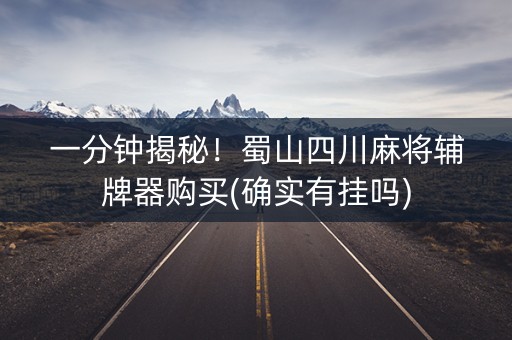 一分钟揭秘！蜀山四川麻将辅牌器购买(确实有挂吗)