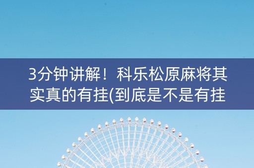 3分钟讲解！科乐松原麻将其实真的有挂(到底是不是有挂)