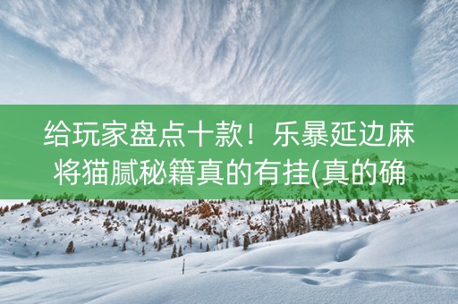 给玩家盘点十款！乐暴延边麻将猫腻秘籍真的有挂(真的确实是有挂)