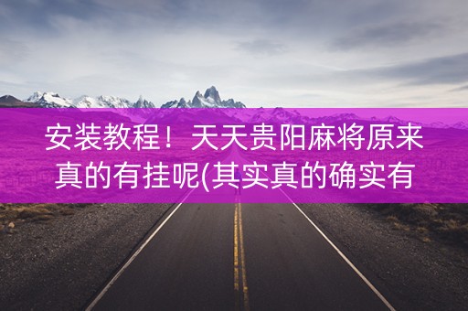 安装教程！天天贵阳麻将原来真的有挂呢(其实真的确实有挂)