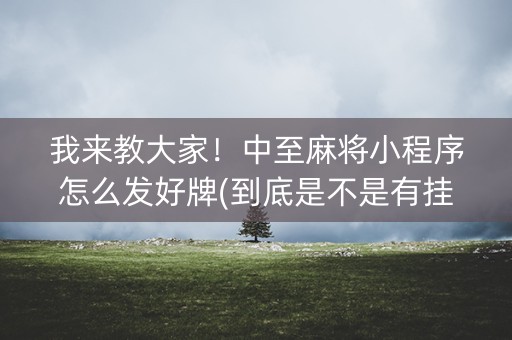 我来教大家！中至麻将小程序怎么发好牌(到底是不是有挂)