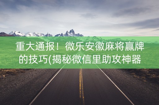 重大通报！微乐安徽麻将赢牌的技巧(揭秘微信里助攻神器)