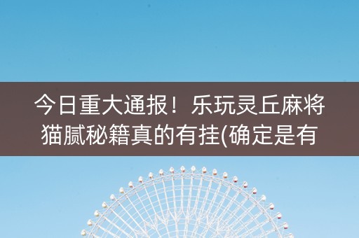 今日重大通报！乐玩灵丘麻将猫腻秘籍真的有挂(确定是有挂)