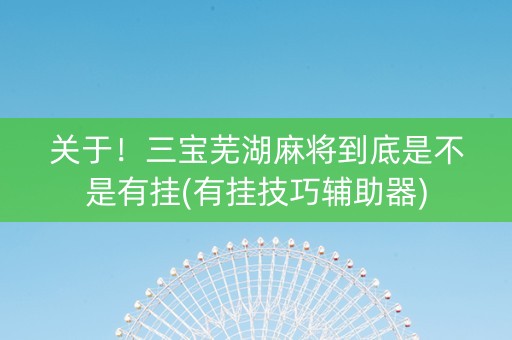 关于！三宝芜湖麻将到底是不是有挂(有挂技巧辅助器)