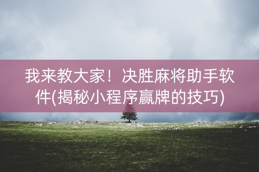 我来教大家！决胜麻将助手软件(揭秘小程序赢牌的技巧)