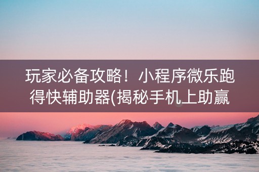 玩家必备攻略！小程序微乐跑得快辅助器(揭秘手机上助赢软件)