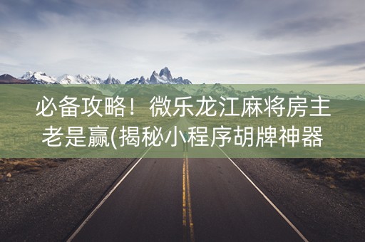 必备攻略！微乐龙江麻将房主老是赢(揭秘小程序胡牌神器)