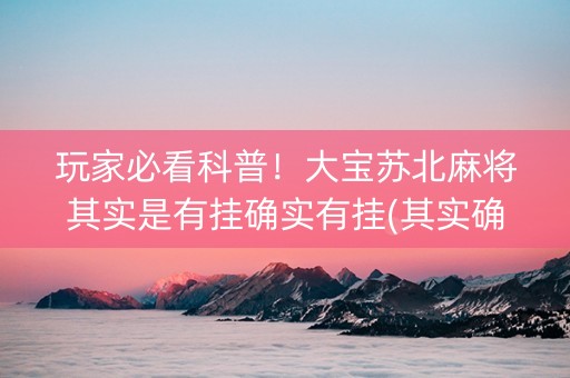 玩家必看科普！大宝苏北麻将其实是有挂确实有挂(其实确实有挂)