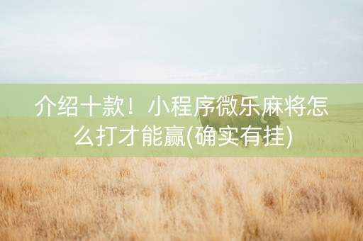 介绍十款！小程序微乐麻将怎么打才能赢(确实有挂)
