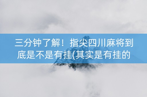 三分钟了解！指尖四川麻将到底是不是有挂(其实是有挂的)