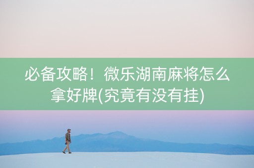 必备攻略！微乐湖南麻将怎么拿好牌(究竟有没有挂)