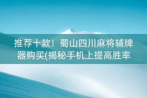 推荐十款！蜀山四川麻将辅牌器购买(揭秘手机上提高胜率)