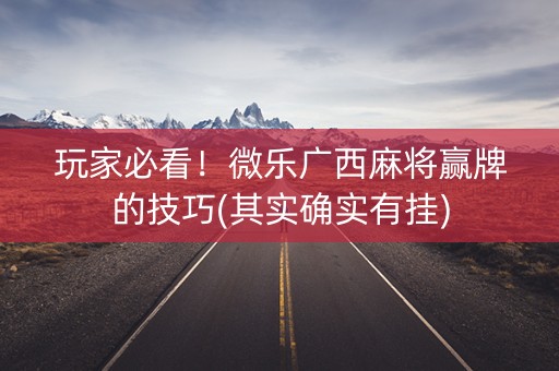 玩家必看！微乐广西麻将赢牌的技巧(其实确实有挂)