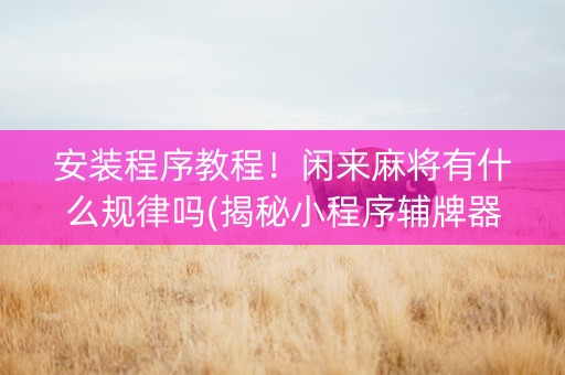 安装程序教程！闲来麻将有什么规律吗(揭秘小程序辅牌器)